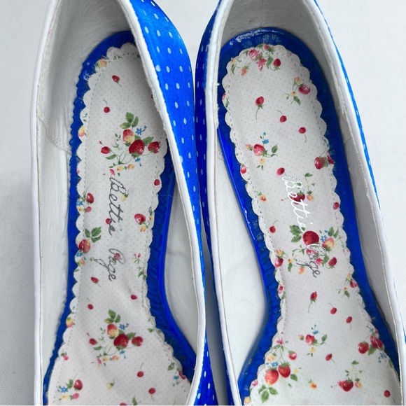 Bettie Page blue polka dot red bow pump - Picture 8 of 10